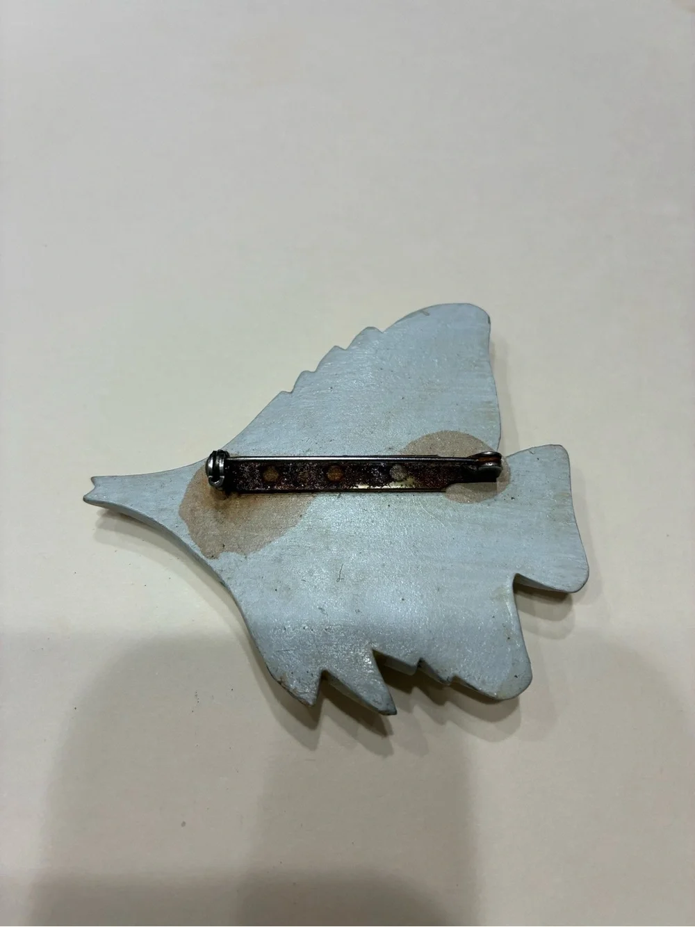 Vintage Hand-Carved & Painted Wooden Tropical Angel Fish Brooch- Nautical